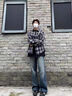 美式復(fù)古格子襯衫男春秋款格子衫高級感長袖襯衣潮牌日系襯衫外套 【重磅高質(zhì)量清倉】藍色 L 建議體重100-115斤可穿 曬單實拍圖