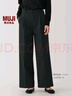 無印良品（MUJI） 女式 不易起皺 抽褶 直筒褲 褲子女款秋冬款 長褲 BE1QSA4A 黑色 S (155/62A) 曬單實拍圖