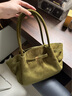 JW PEI餃子包女包Hana新款大號仿麂皮包大容量斜挎包通勤托特包JH306B04 橄欖綠大號 曬單實(shí)拍圖