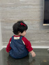 幼歌（YOUGE）嬰幼兒薯條造型軟牛仔背帶休閑褲寶寶童趣舒適寬松褲子 牛仔藍(lán) 73 cm 曬單實拍圖