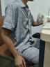 冰絲男童睡衣夏季短袖長褲薄款絲綢兒童家居服中大童卡通親子套裝 HX-1109#淺藍小愛心 L碼【建議身高160-165CM】 曬單實拍圖