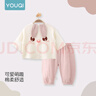 優(yōu)奇嬰兒衣服純棉紗布分體套裝夏季薄款睡衣家居服3-6月1歲寶寶空調服 粉色小兔 80 曬單實(shí)拍圖
