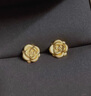 周六福玫瑰花3D硬金黃金耳釘女足金定價(jià)AD090254 一對(duì) 約1.21g生日禮物 曬單實(shí)拍圖