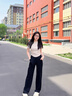浪莎冰絲闊腿西裝褲女夏季薄款高腰垂感休閑褲小個(gè)子直筒窄版通勤西褲 黑色 涼感冰絲-薄款 L （110-125斤） 曬單實(shí)拍圖