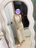皓娥度假風(fēng)連衣裙子女夏季新款夏裝復(fù)古高級(jí)感法式高腰背心套裙 杏色 M 曬單實(shí)拍圖