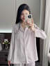 瑤夢令冰絲睡衣女夏天高級感蕾絲薄款短袖仿真絲家居服送閨蜜生日禮物 淺紫優(yōu)雅【長袖長褲】-送禮首選 M 【80-105斤】 曬單實拍圖