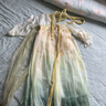 安妮優(yōu)兒女童漢服春秋兒童唐裝超仙古風(fēng)連衣裙中國(guó)風(fēng)女孩裙子 米黃色 110 曬單實(shí)拍圖