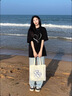 一寸相思愛心純棉短袖女t恤黑色2025新款爆款夏季寬松體恤獨(dú)特漂亮上衣ins 黑色-線條愛心 L (110-125斤） 曬單實(shí)拍圖