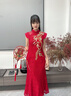 枝己紅色新中式新娘旗袍敬酒服2025新款古裝婚紗結(jié)婚訂婚回門服 QP04 L 曬單實(shí)拍圖