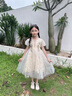 G.DUCKKIDS童裝女童禮服連衣裙夏花童蓬蓬紗兒童公主裙女孩主持人鋼琴演出服 香檳色 140 （建議身高130cm 10-11歲cm 曬單實(shí)拍圖