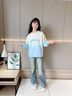 moonkids女童套裝2025新款春秋款兒童衛(wèi)衣牛仔喇叭褲洋氣秋裝大童兩件套薄 【4916漸變藍(lán)衛(wèi)衣+13160牛仔褲】 130 cm 曬單實(shí)拍圖