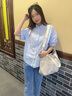 佐敘襯衫女中袖襯衣2025夏季新款女裝寬松設(shè)計感上衣休閑女士半袖小衫 淺藍色 當/次日達 S （80-100斤） 曬單實拍圖