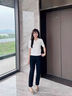 魯雅爾韓版西裝休閑褲女夏季新款垂感百搭直筒西褲小個子九分煙管褲子潮 黑色 M 曬單實拍圖