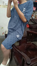 卡兔藍(lán)貓兒童裝男童夏裝短袖套裝2025新款夏季中大童男孩酷潮時(shí)髦炸街洋氣 咖色 150 曬單實(shí)拍圖