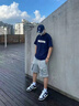 杉努（SHANNU）重磅純棉日系短袖t恤男夏季新款潮寬松男生男款半袖體恤上衣 藏青色 L 曬單實拍圖
