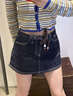 UR2025春季新款女裝復古休閑裙褲造型抽繩牛仔短褲UYU850076 藍色 (偏短) 26 曬單實(shí)拍圖