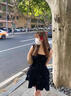 微光里赫本風(fēng)黑色木耳邊吊帶連衣裙夏季性感小個(gè)子綁帶收腰荷葉邊蛋糕裙 黑色 M (尺碼偏小，適合90-100斤） 曬單實(shí)拍圖