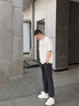 卡賓（CABBEEN）【超薄/寬松】印花男2024夏新款束腳黑色休閑長(cháng)褲 煤黑色01 XL /180/52 曬單實(shí)拍圖
