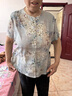 俞兆林母親節(jié)禮物中老年人女裝媽媽襯衫夏裝冰絲女短袖兩件套裝媽媽夏季 藍色(單上衣)+米色褲子 2XL L建議(100-115斤) 曬單實拍圖