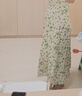 Olrain歐芮兒碎花緞面連衣裙女裝夏季小清新裙子 綠色（第二批）  L 曬單實(shí)拍圖