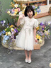 G.DUCKKIDS公主裙女童連衣裙新中式兒童裙子夏裝2025新款女孩旗袍生日禮服 米白色 130 （建議身高120cm 8-9歲）cm 曬單實(shí)拍圖
