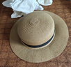 妙奕嘉草帽女沙灘帽海邊帽子遮陽(yáng)帽女士防曬帽夏季韓版涼帽百搭旅游女帽 平頂卡其黑帶草帽【帽檐8cm】 曬單實(shí)拍圖