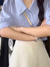 馨蘭芙曼 事業(yè)單位面試套裝女白襯衫女職業(yè)裝教師穿搭服裝式場合出行套裝 白色上衣+黑色裙子【A字裙】 M 建議96-110斤 曬單實(shí)拍圖