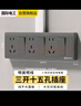 國際電工 墻壁插座面板 明裝多孔超薄無需底盒 20孔插排二三插  灰色-明裝二十孔插座-加厚大功率 曬單實拍圖
