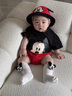 迪士尼（Disney）嬰兒夏季衣服0-2歲男女寶寶短袖卡通可愛1萌洋氣三角包屁哈衣爬服 短袖撞黑紅MK哈衣 66cm 66（建議10斤左右） 曬單實(shí)拍圖
