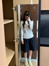 津炳勝半身裙女夏季a字裙子小個(gè)子短裙日系五分裙學(xué)院風(fēng)高腰修胯中長裙 藏青色 【帶口袋】 M 【建議95-110斤】 曬單實(shí)拍圖