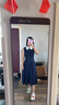 VEROMODA連衣裙2025夏季新款撞色翻領(lǐng)高腰線收褶中長裙3252SZ007 海藍(lán)色 S 曬單實拍圖