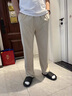 AEMAPE桑蠶絲夏季薄款男士運(yùn)動褲寬松直筒闊腿休閑褲中年爸爸男褲子 杏色 【桑蠶絲-垂順】 輕薄 L 建議體重【130-145】斤 曬單實(shí)拍圖