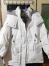 RGPX新款冬中長(cháng)款棉衣胖mm200-300斤加肥加大碼女裝工裝羽絨棉服外套 白色 2XL 建議140-190斤 曬單實(shí)拍圖