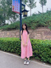 豬小耙（ZHUXIAOPA）多巴胺粉色暈染吊帶連衣裙女夏季顯瘦氣質(zhì)大擺裙沙灘長(zhǎng)裙 粉色 S 曬單實(shí)拍圖