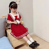 G.DUCKKIDS女童海軍風(fēng)連衣裙夏季2024新款女大童洋氣公主裙長裙超仙兒童裙子 酒紅色 130 建議5-6歲 曬單實拍圖
