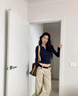 凡小如長(cháng)袖t恤女早秋2025年新款修身顯瘦百搭打底衫正肩高級感螺紋上衣 藏青色 L 【建議100-110斤】 曬單實(shí)拍圖
