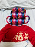 貝瑞加（Babyprints）寶寶拜年服純棉紅色連體衣嬰兒百天衣服長(zhǎng)袖四季爬服護(hù)肚 福氣66 曬單實(shí)拍圖