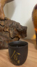 紫砂茶具套裝家用功夫茶杯茶壺泡茶器簡(jiǎn)約辦公室客廳喝茶盤(pán)整套 紫砂/龍壺（舍得）+六杯+長(zhǎng)方（條紋）黑 曬單實(shí)拍圖