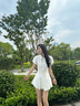 茯見 學院風小個子白色襯衫連衣裙女2025夏季氣質(zhì)收腰甜美短裙a字裙 白色M【建議90-105斤】 曬單實拍圖
