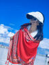 千姿嬌媚（QIANZIJIAOMEI）民族風(fēng)圍巾防曬披肩夏季長(zhǎng)款外搭女百搭海邊紗巾沙灘巾 WM160-大紅色 曬單實(shí)拍圖