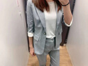晨芙小西裝外套女中袖休閑職業(yè)裝西服套裝氣質(zhì)網(wǎng)紅款時尚主持人工作服 88235單件灰色西裝 L 建議100-110斤 曬單實(shí)拍圖