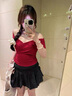 FOX.GV領(lǐng)短袖潮流t恤女夏季衣服女裝新款2025純欲風(fēng)紅色上衣辣妹修身 交叉V領(lǐng)紅色短袖T恤 均碼 【建議120斤以內(nèi)】 曬單實拍圖
