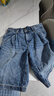 Lee25新品寬松版單褶設計中淺藍男女同款牛仔短褲 中淺藍 M  曬單實(shí)拍圖