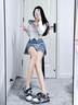 奇安達【明星同款】情侶面包鞋男鞋春季新款小眾厚底板鞋男女同款鞋子男 淺灰/暗影灰 41 曬單實拍圖