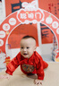 G.DUCKKIDS小黃鴨周歲禮服男寶寶抓周衣服女漢服百日宴百天滿月嬰兒套裝夏季 紅色+香囊 90 建議1~2歲【 80-90cm】cm 曬單實(shí)拍圖