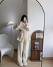 維多利亞睡衣女秋冬季加絨加厚法式少女珊瑚絨保暖外穿家居服套裝 珍珠翻領(lǐng)套裝 米色 L 【建議100-120斤】 曬單實(shí)拍圖