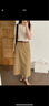 茵曼（INMAN）復(fù)古通勤開(kāi)叉半身裙女2025夏季百搭舒適全棉中長(zhǎng)A字裙子 卡其色 -K18412945 S 曬單實(shí)拍圖