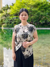 恰凡（QIAFAN）媽媽夏裝T恤端莊大氣套裝2025新款雪紡上衣中老年女洋氣闊腿褲裙 F542503 黑色上衣  XL  (推薦105斤以內(nèi)) 曬單實拍圖