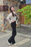 俞兆林（YUZHAOLIN）微喇叭西裝休閑褲女2025春夏新款垂感西裝高腰顯瘦顯高喇叭長褲 黑色 M 建議100-112斤 曬單實拍圖
