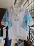 皮爾卡丹（pierre cardin）輕奢運(yùn)動(dòng)休閑套裝女夏季時(shí)尚中長(zhǎng)袖歐貨冰絲短袖長(zhǎng)褲薄款兩件裝潮 白藍(lán) L【105-115斤 】 曬單實(shí)拍圖